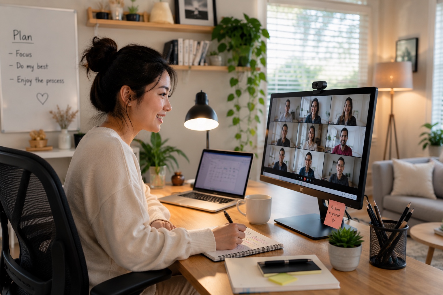 Small office home office online meeting and remote work setup