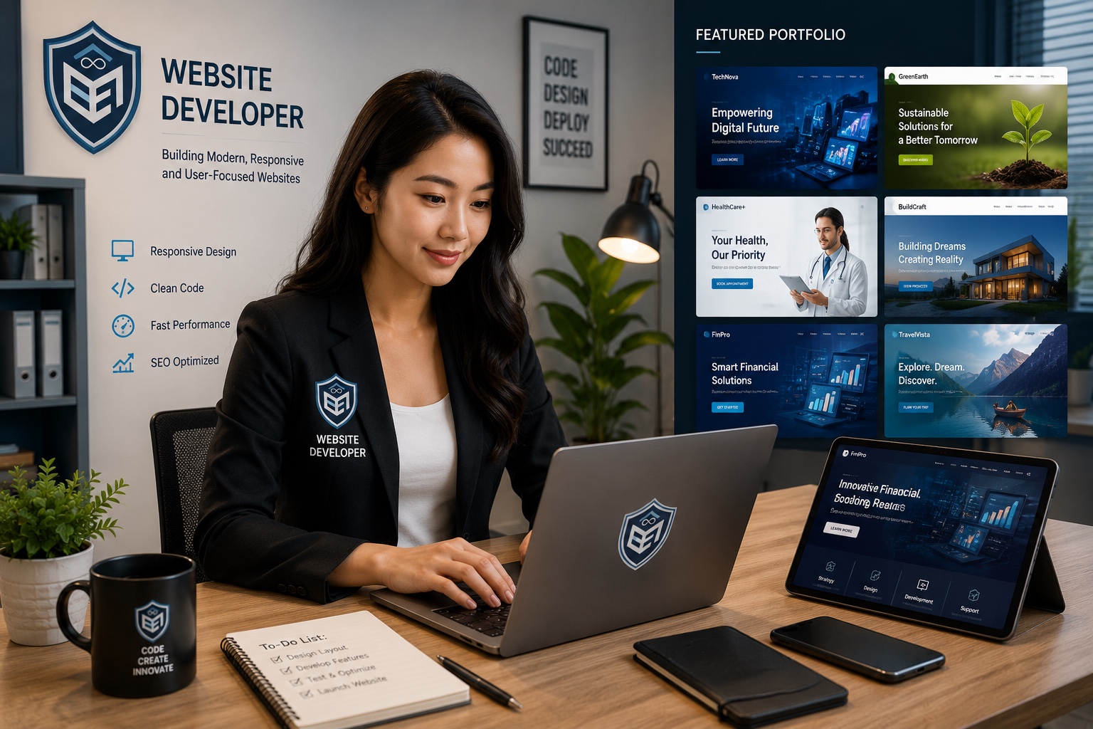 Professional website developer portfolio workspace